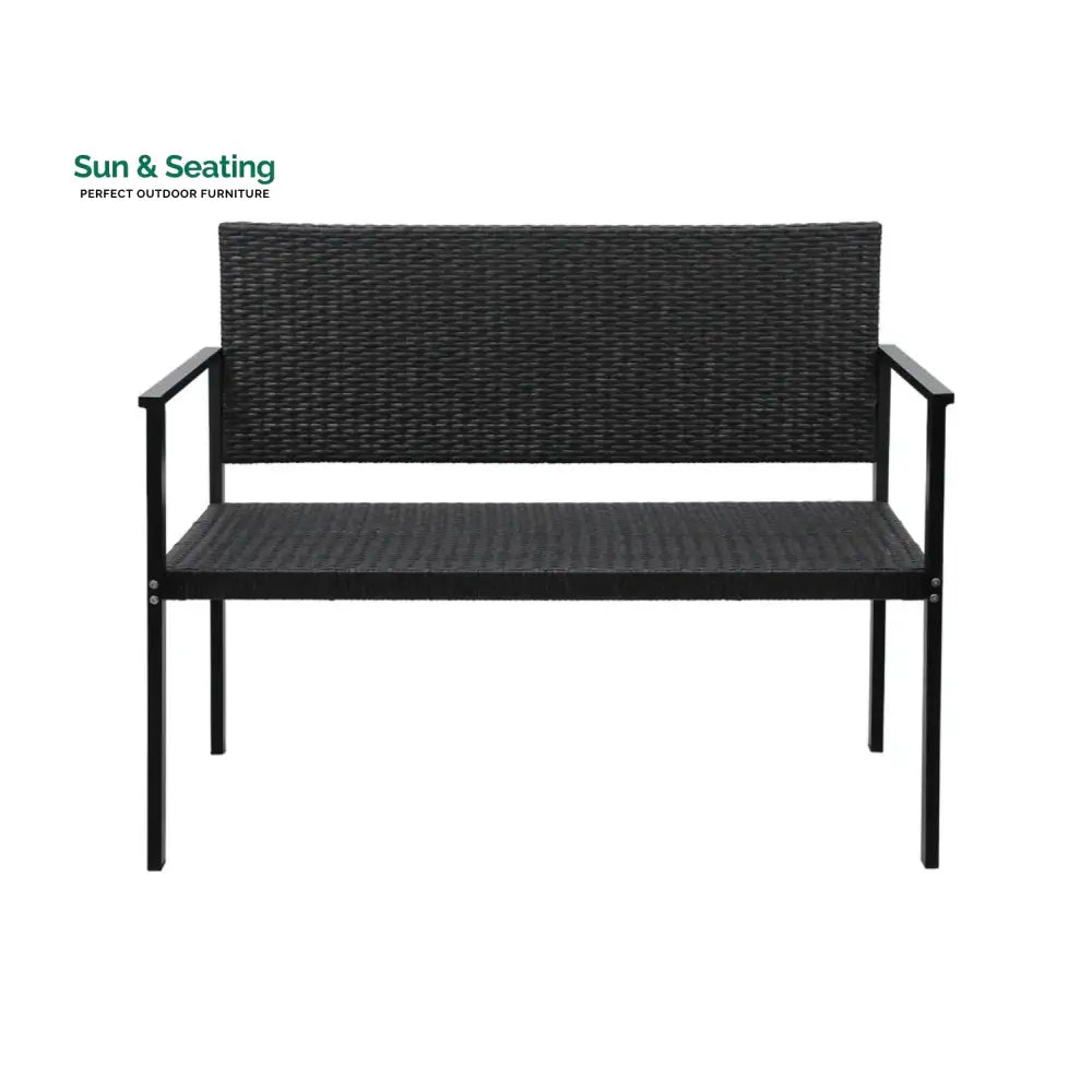 Yasmin 2-Seater Outdoor Garden Rattan Bench With Metal Frames Garden Bench