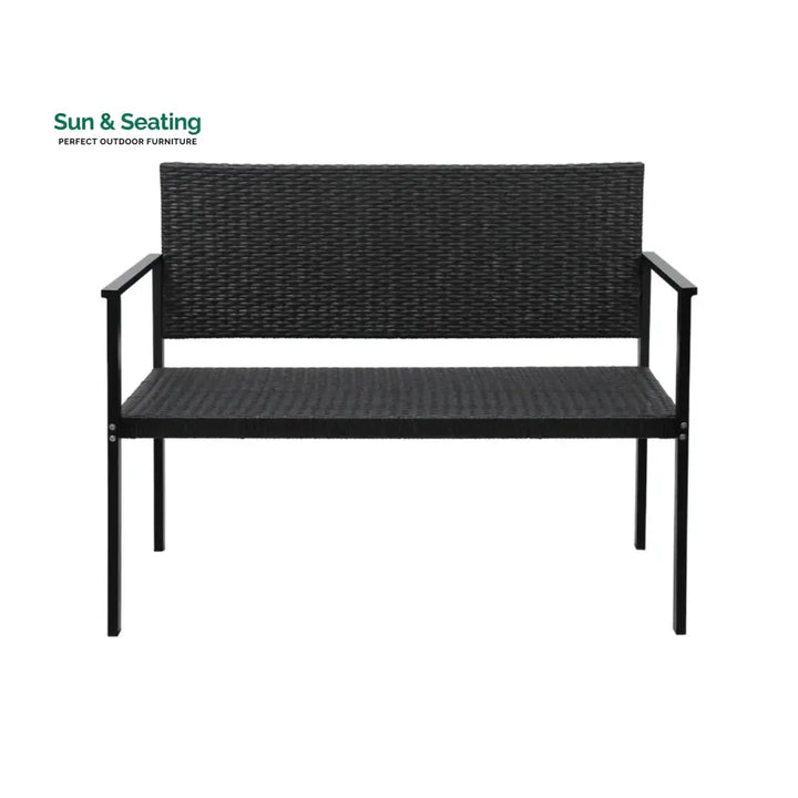 Yasmin 2-Seater Outdoor Garden Rattan Bench With Metal Frames Garden Bench