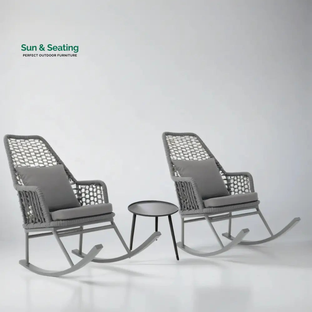 Yepes Outdoor Patio Seating Set 2 Chairs and 1 Table Set (Grey) Braided &amp; Rope Coffee Table Sets