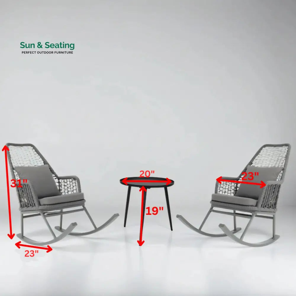 Yepes Outdoor Patio Seating Set 2 Chairs and 1 Table Set (Grey) Braided &amp; Rope Coffee Table Sets