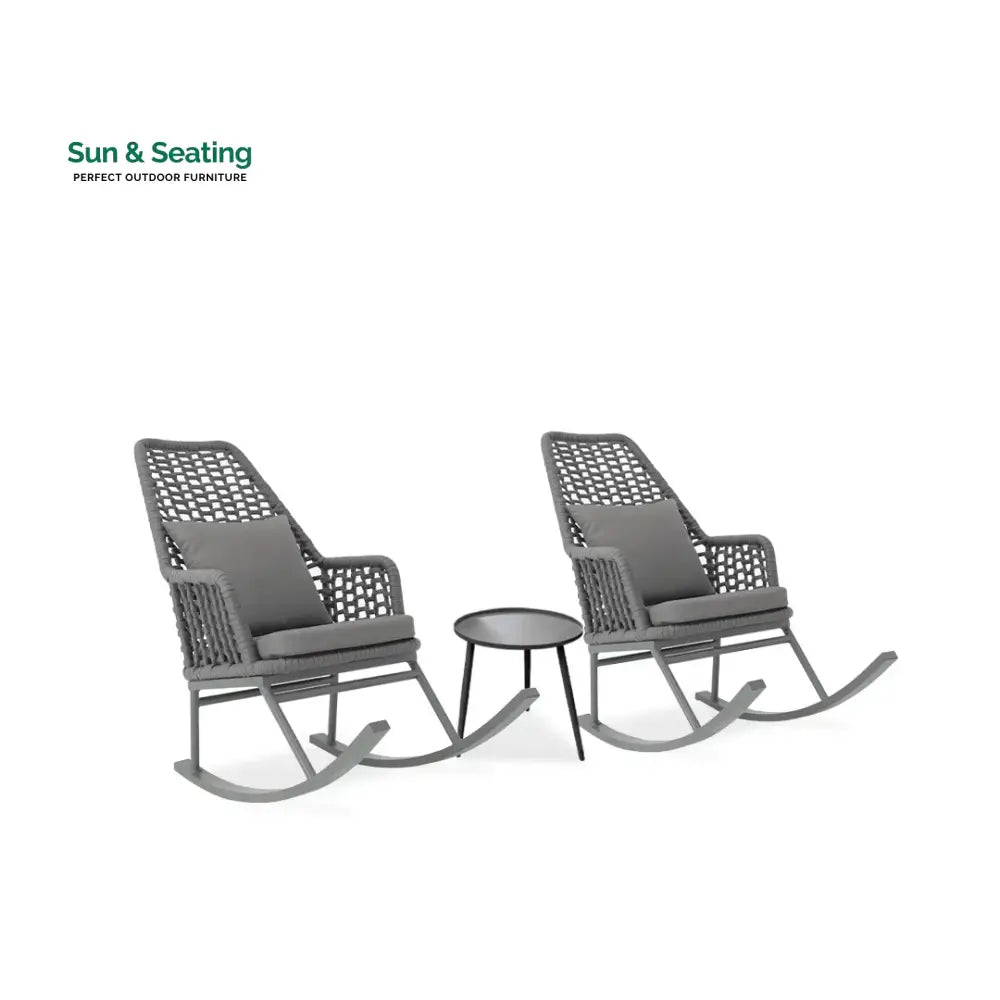 Yepes Outdoor Patio Seating Set 2 Chairs and 1 Table Set (Grey) Braided &amp; Rope Coffee Table Sets