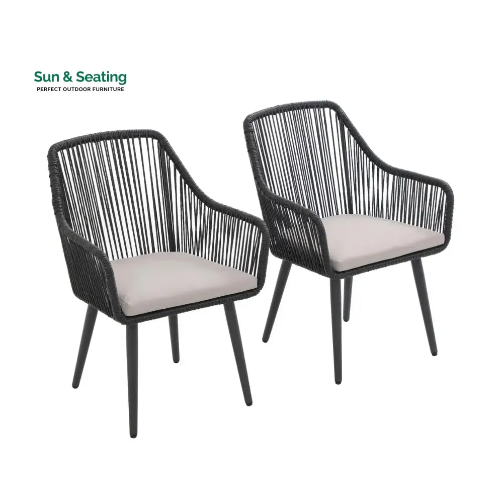 Yolanda 2-Piece Outdoor Rope Patio Dining Chairs Dinning Chairs