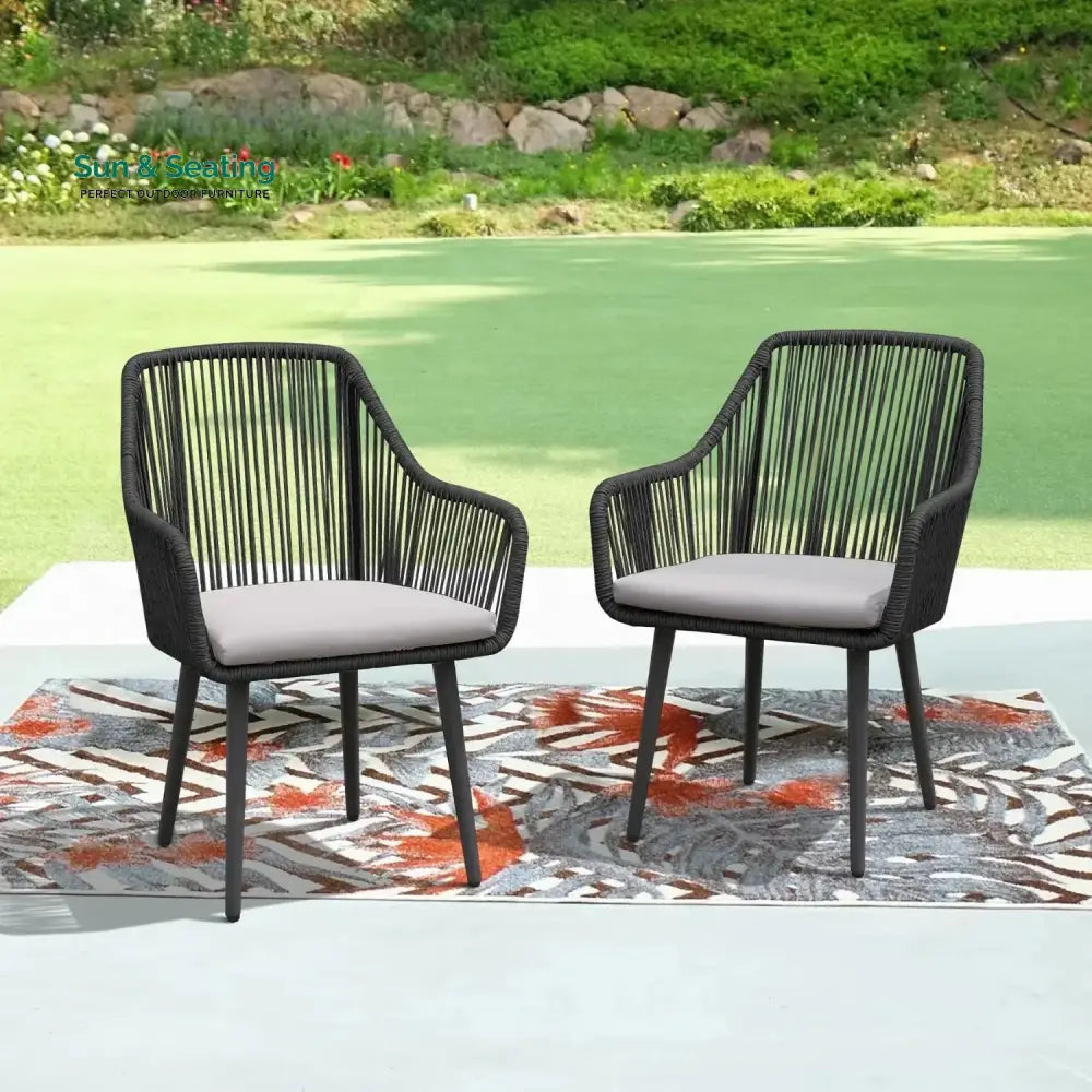 Yolanda 2-Piece Outdoor Rope Patio Dining Chairs Dinning Chairs