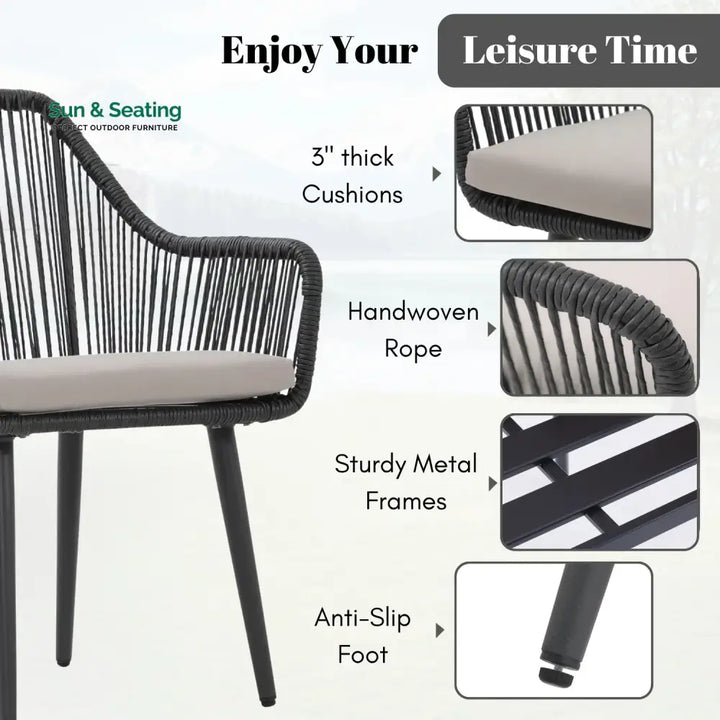 Yolanda 2-Piece Outdoor Rope Patio Dining Chairs Dinning Chairs