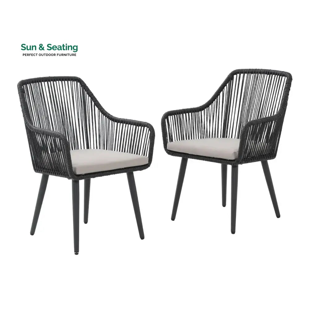 Yolanda 2-Piece Outdoor Rope Patio Dining Chairs Dinning Chairs