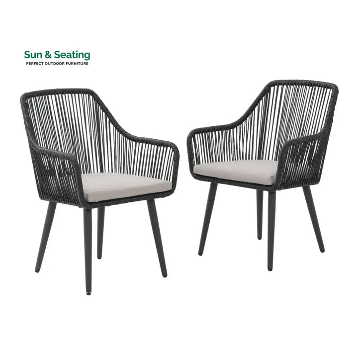 Yolanda 2-Piece Outdoor Rope Patio Dining Chairs Dinning Chairs