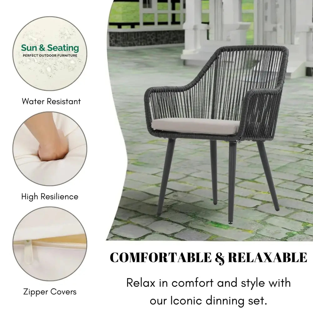 Yolanda 2-Piece Outdoor Rope Patio Dining Chairs Dinning Chairs