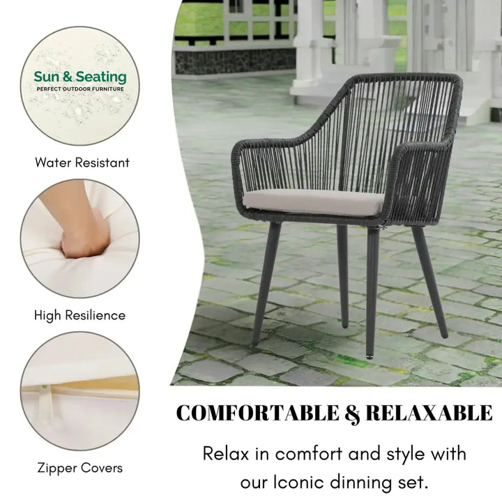 Yolanda 2-Piece Outdoor Rope Patio Dining Chairs Dinning Chairs