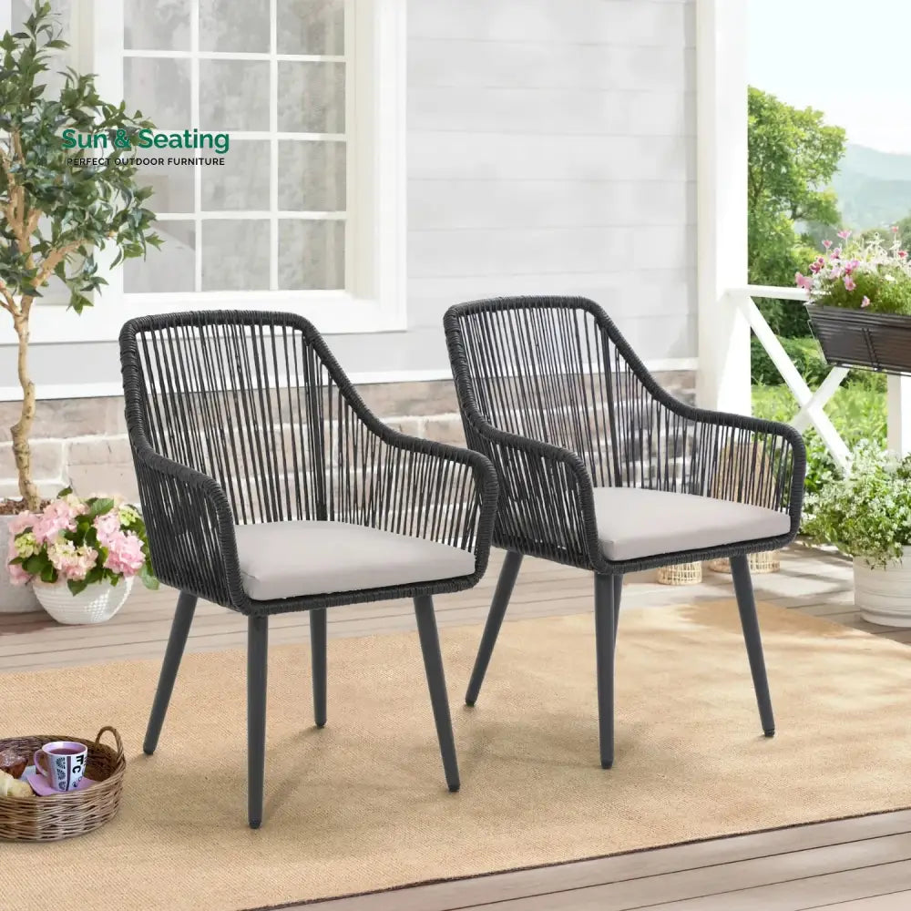 Yolanda 2-Piece Outdoor Rope Patio Dining Chairs Dinning Chairs