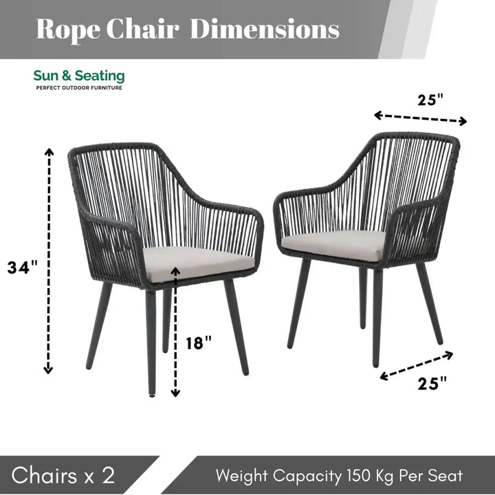 Yolanda 2-Piece Outdoor Rope Patio Dining Chairs Dinning Chairs