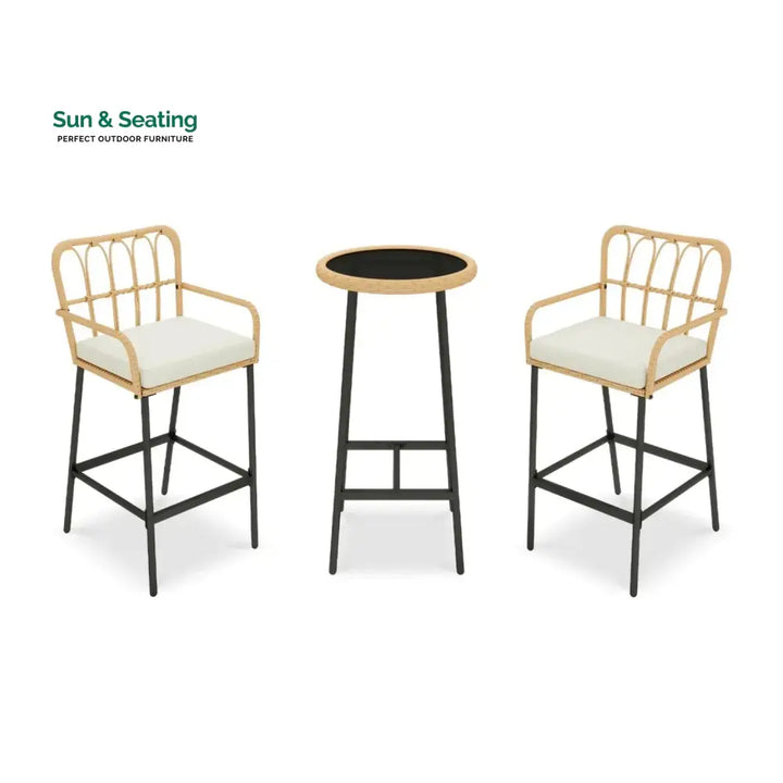 Yolande Outdoor Rattan Wicker Bar Set with Round Table Bar Set