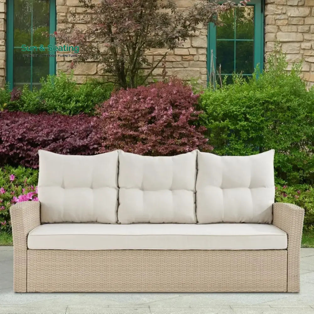 Yue 3-Seater Outdoor Rattan Wicker Patio Sofa Sofa Set