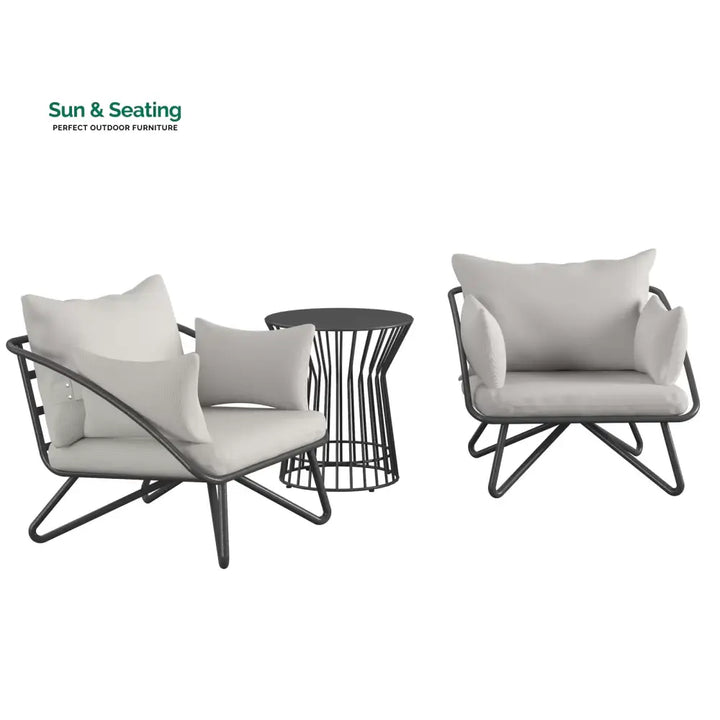 Yug Outdoor Patio Seating Set 2 Chairs and 1 Table Set (Grey) Coffee Table Sets