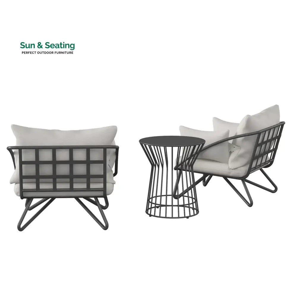 Yug Outdoor Patio Seating Set 2 Chairs and 1 Table Set (Grey) Coffee Table Sets