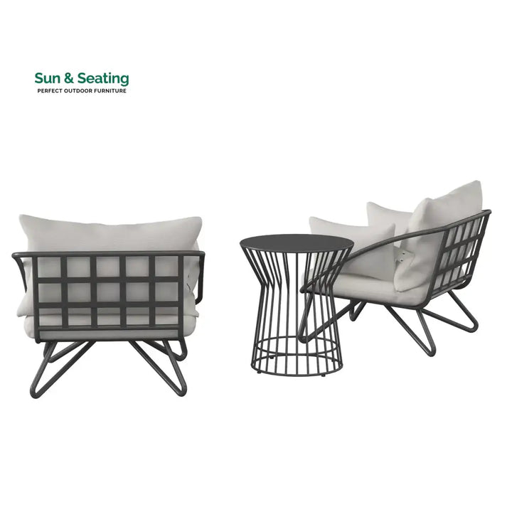 Yug Outdoor Patio Seating Set 2 Chairs and 1 Table Set (Grey) Coffee Table Sets