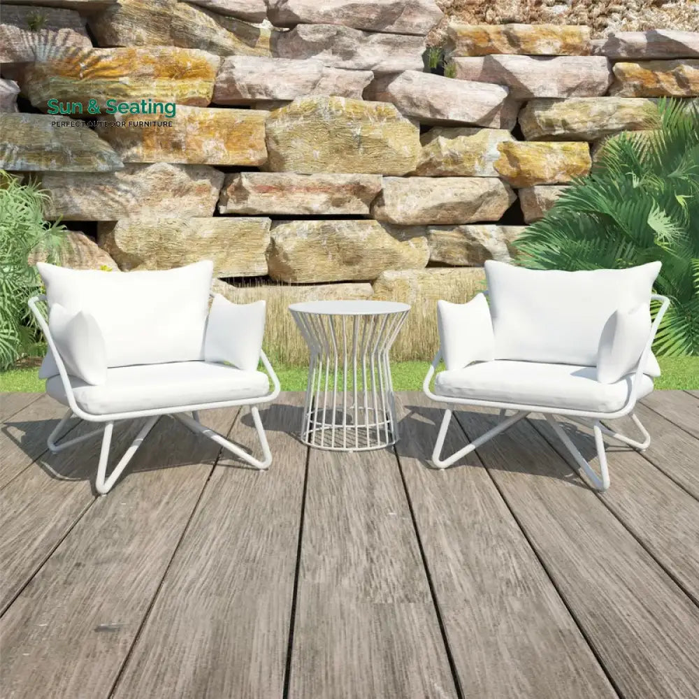 Yug Outdoor Patio Seating Set 2 Chairs and 1 Table Set (Grey) White Coffee Table Sets