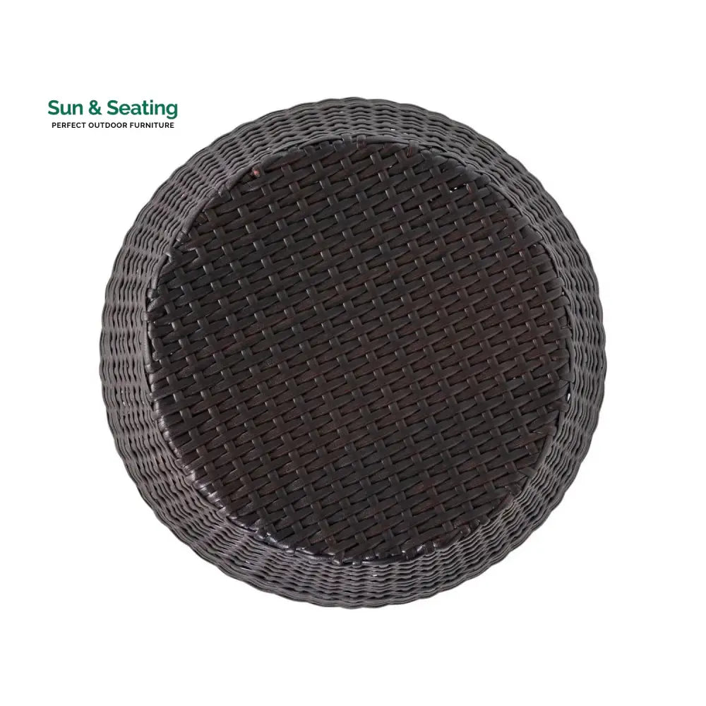 Yui Dark Brown Rattan Damru Accent Table for Patio Table