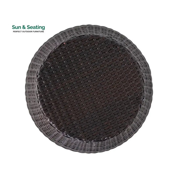 Yui Dark Brown Rattan Damru Accent Table for Patio Table