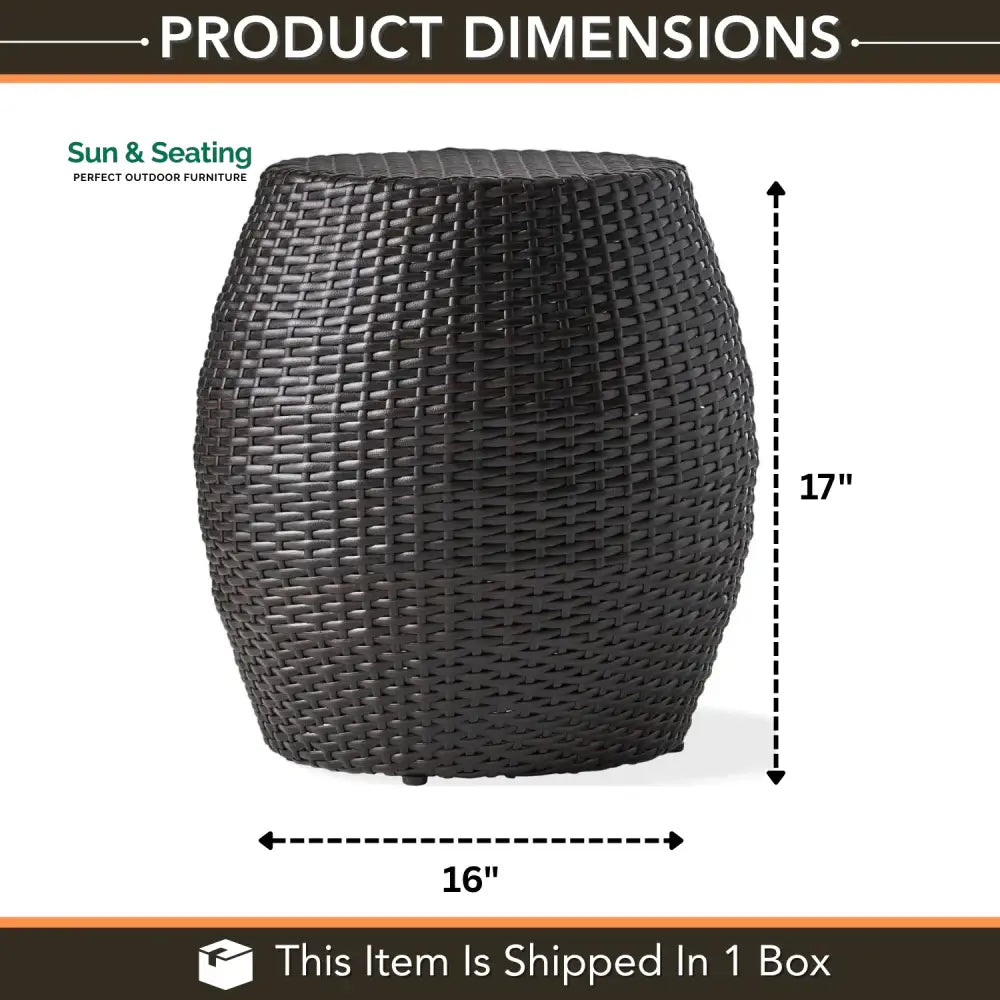 Yui Dark Brown Rattan Damru Accent Table for Patio Table