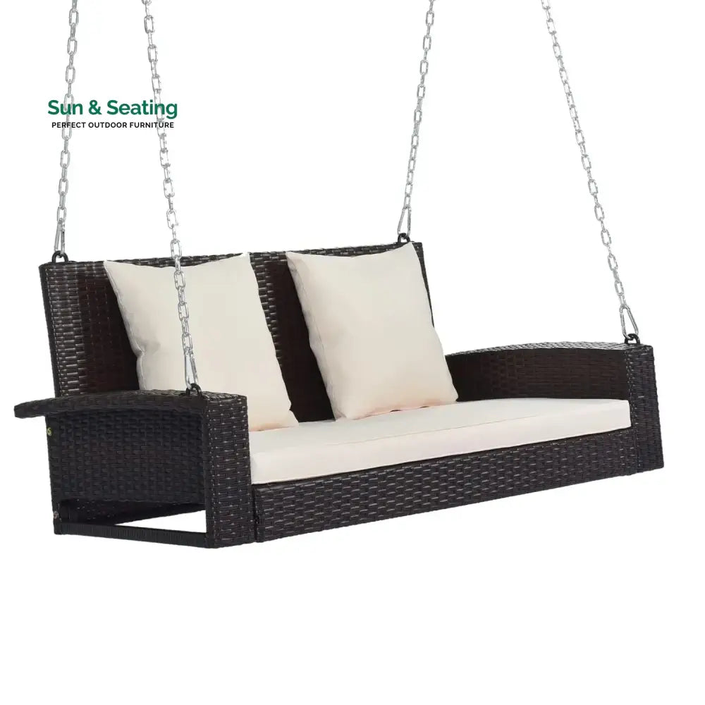Yumiko Dark Brown Rattan Wicker Two Seater Sofa Swing Swing