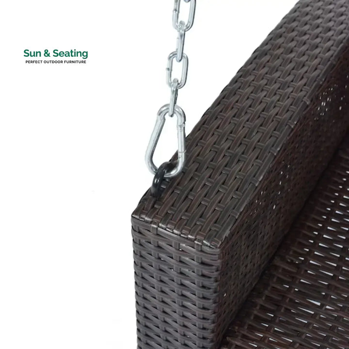 Yumiko Dark Brown Rattan Wicker Two Seater Sofa Swing Swing
