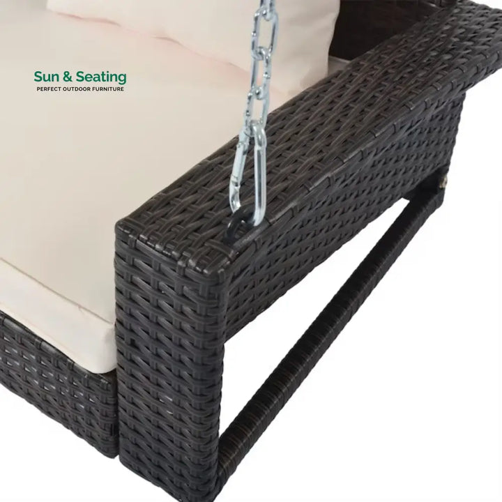 Yumiko Dark Brown Rattan Wicker Two Seater Sofa Swing Swing