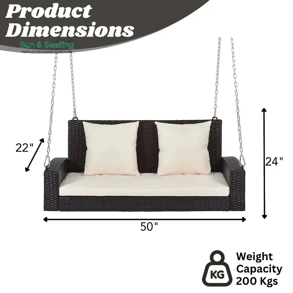 Yumiko Dark Brown Rattan Wicker Two Seater Sofa Swing Swing