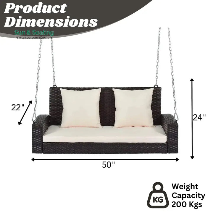 Yumiko Dark Brown Rattan Wicker Two Seater Sofa Swing Swing