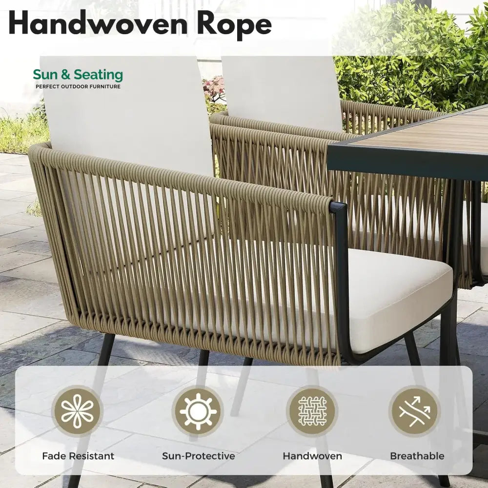Yun 5-Piece Outdoor Patio Dining Set with Square Wood Tabletop Dining Set