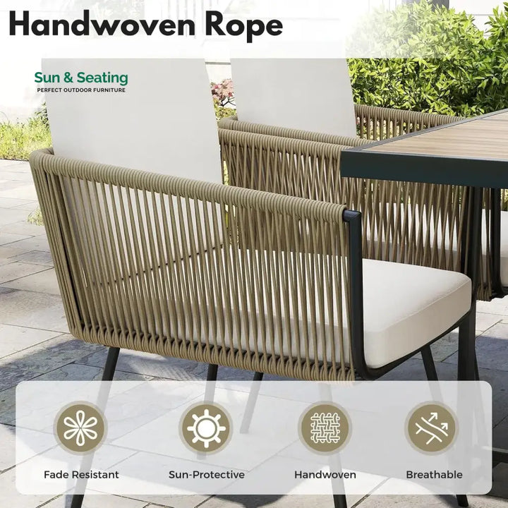 Yun 5-Piece Outdoor Patio Dining Set with Square Wood Tabletop Dining Set