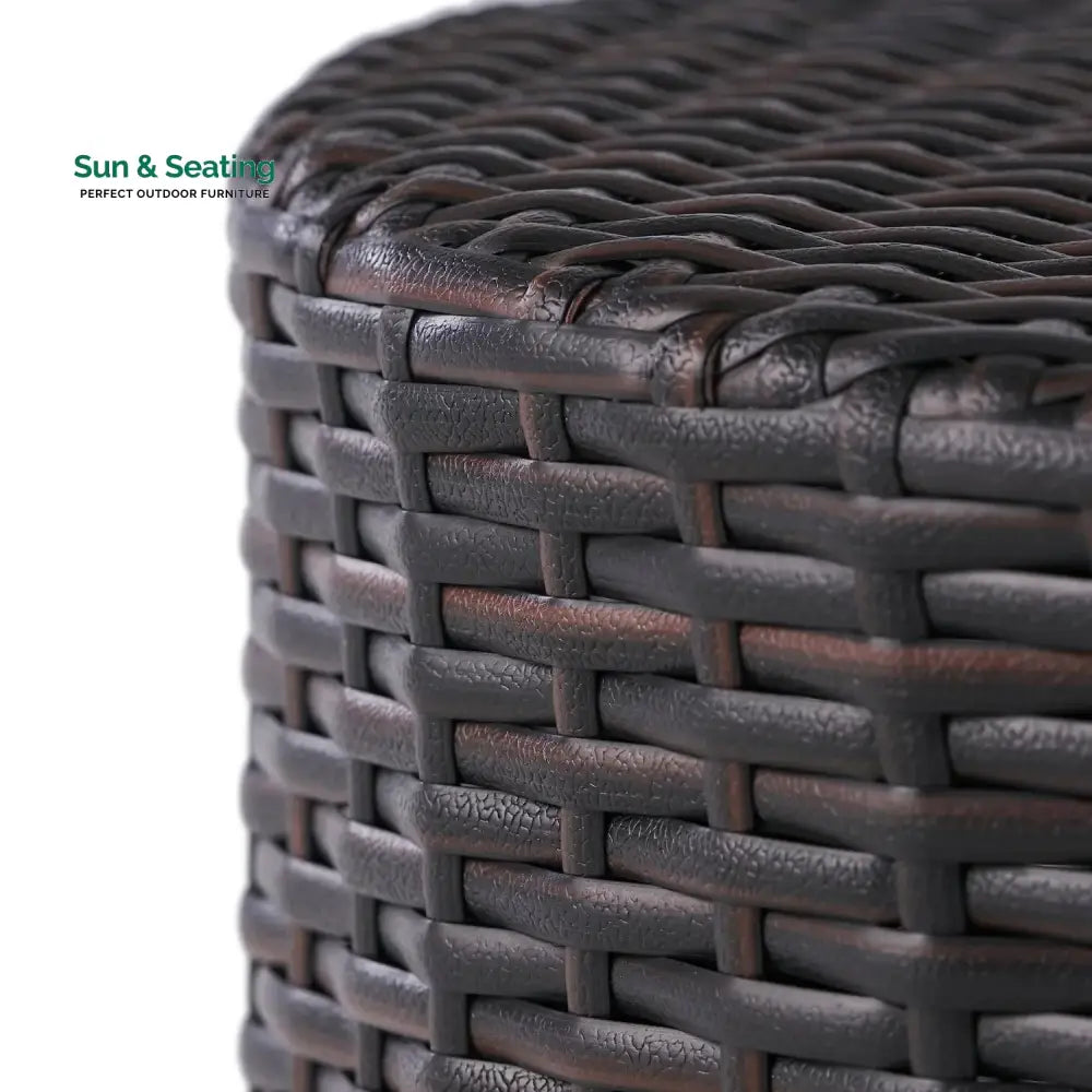 Yuna Dark Brown Wicker Garden Bistro End Table Table