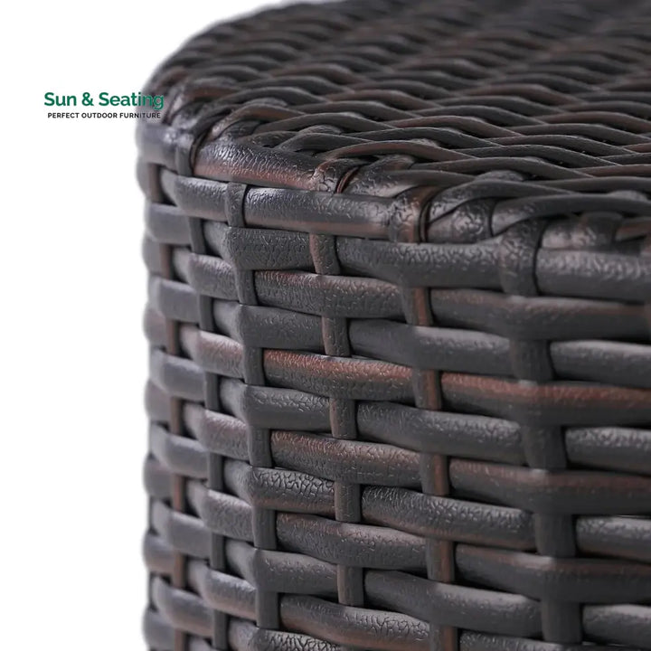 Yuna Dark Brown Wicker Garden Bistro End Table Table