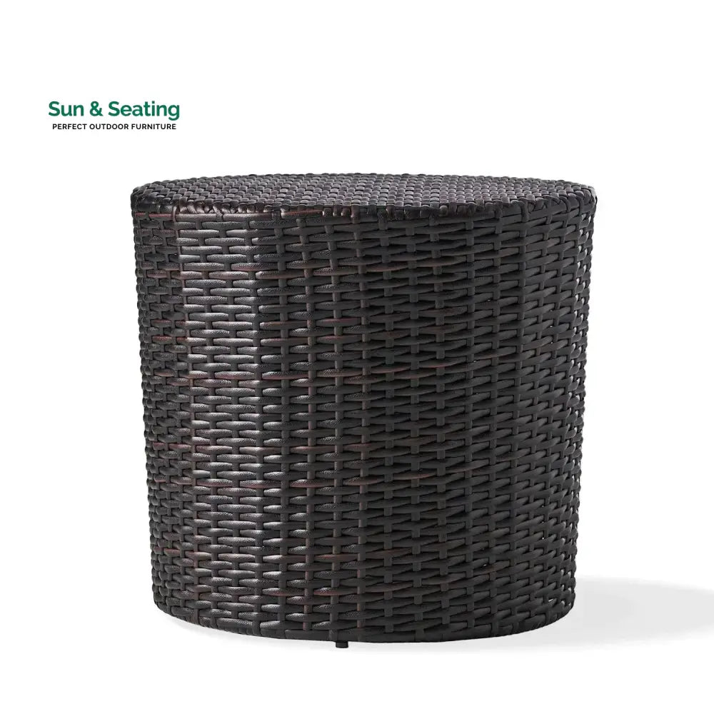Yuna Dark Brown Wicker Garden Bistro End Table Table
