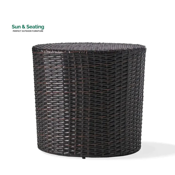 Yuna Dark Brown Wicker Garden Bistro End Table Table