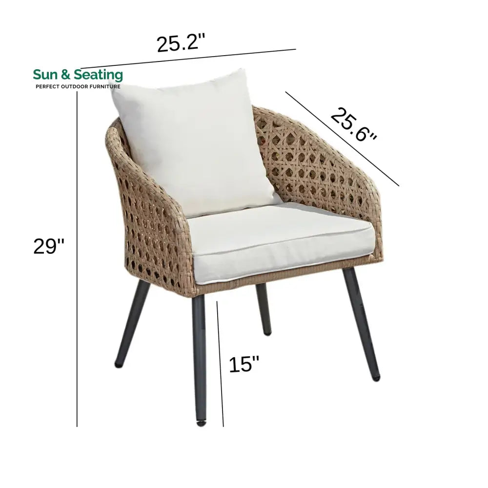 Yuri Outdoor Patio Seating Set 2 Chairs and 1 Table Set (Honey) Coffee Table Sets