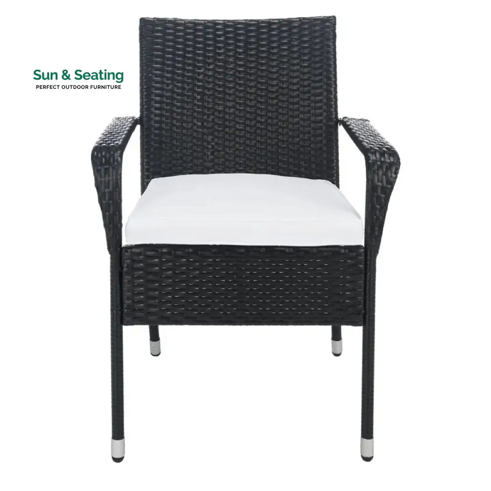 Yurick Outdoor Patio Seating Set 4 Chairs and 1 Table Set (Black) Coffee Table Sets