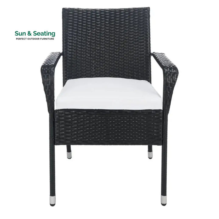 Yurick Outdoor Patio Seating Set 4 Chairs and 1 Table Set (Black) Coffee Table Sets