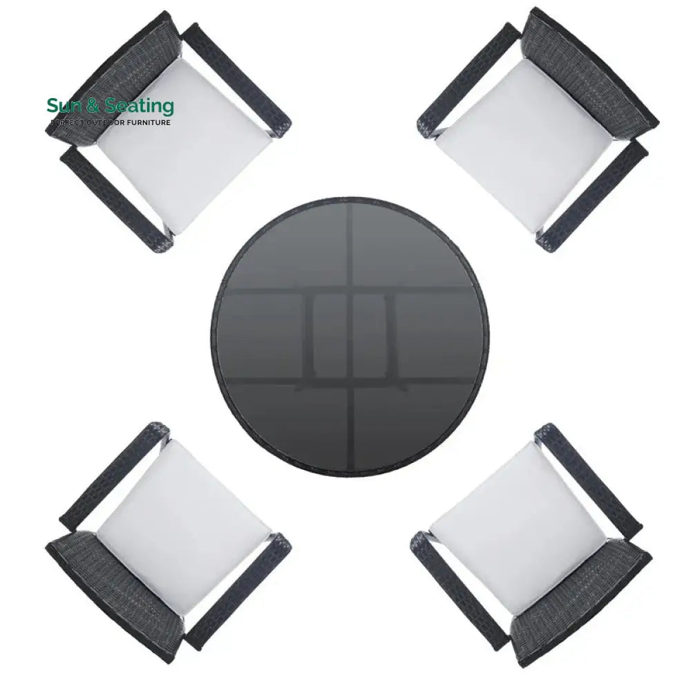 Yurick Outdoor Patio Seating Set 4 Chairs and 1 Table Set (Black) Coffee Table Sets