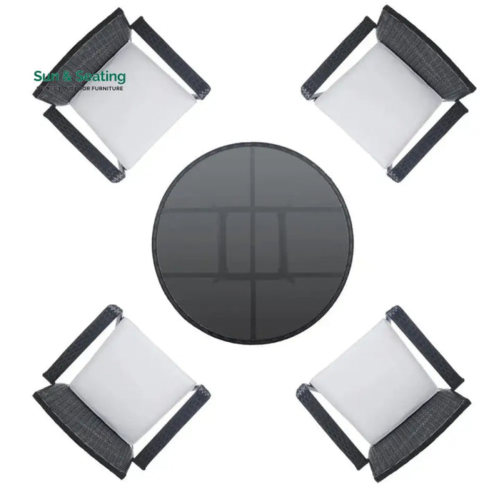 Yurick Outdoor Patio Seating Set 4 Chairs and 1 Table Set (Black) Coffee Table Sets
