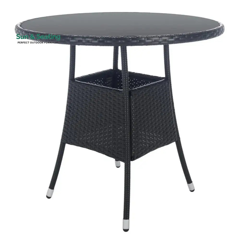 Yurick Outdoor Patio Seating Set 4 Chairs and 1 Table Set (Black) Coffee Table Sets