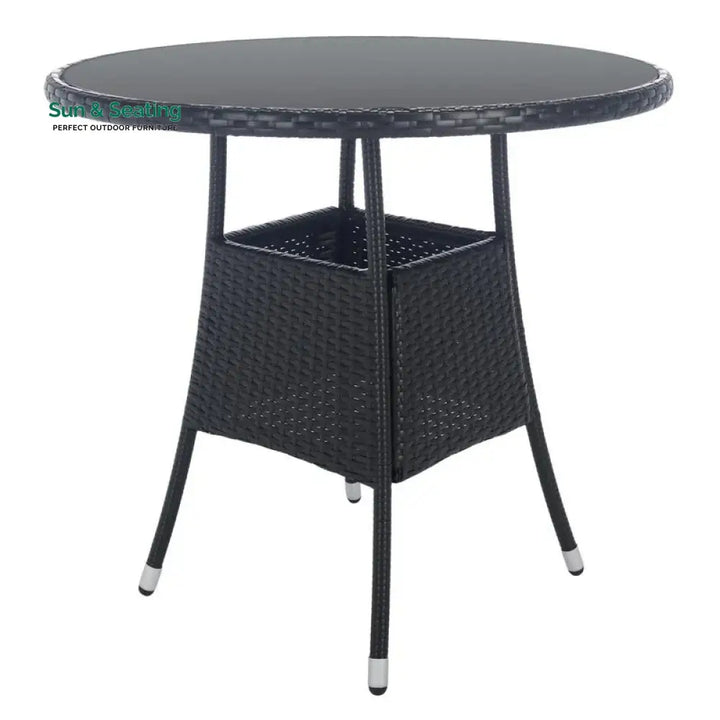 Yurick Outdoor Patio Seating Set 4 Chairs and 1 Table Set (Black) Coffee Table Sets