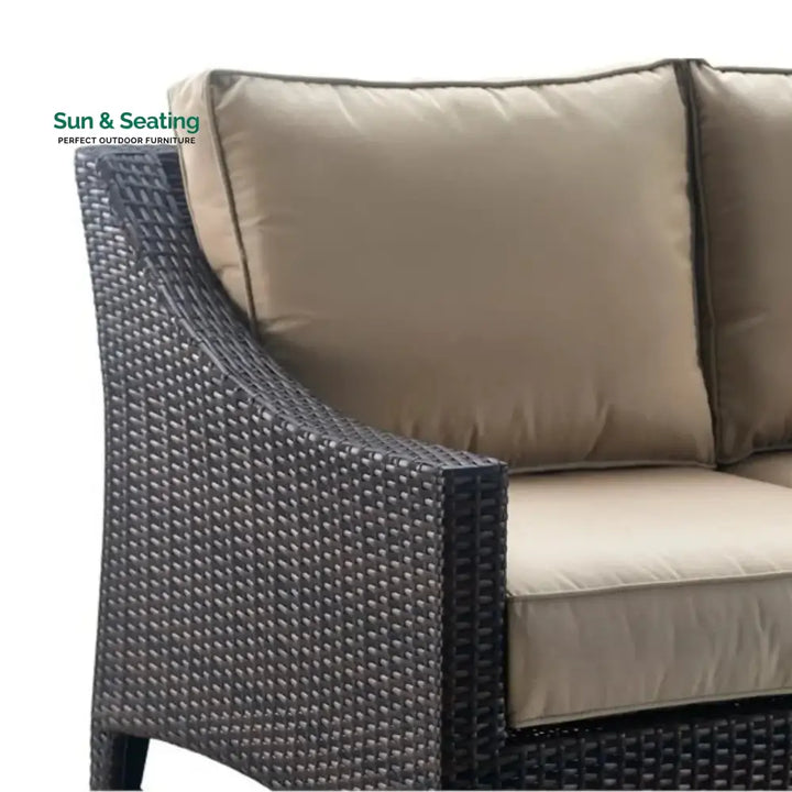 Yvonne Outdoor Rattan Wicker 1-Piece Loveseat Sofa Sofa Set