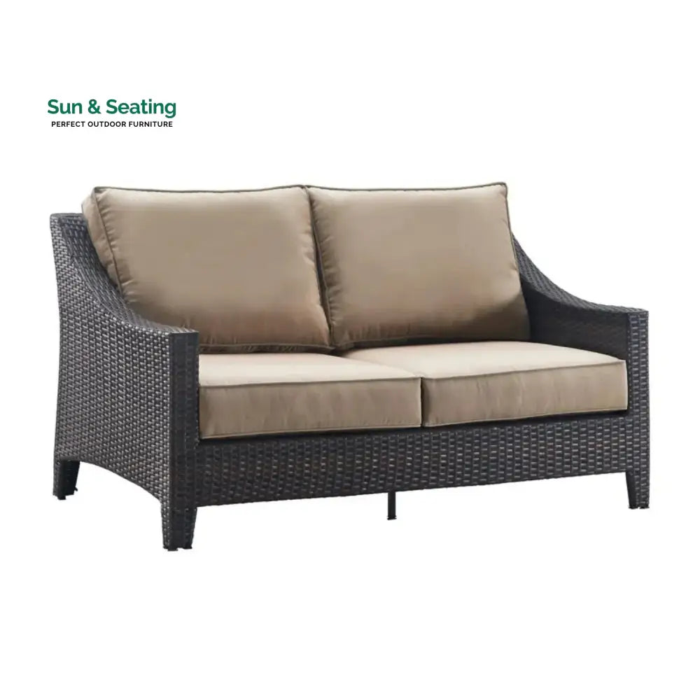 Yvonne Outdoor Rattan Wicker 1-Piece Loveseat Sofa Sofa Set