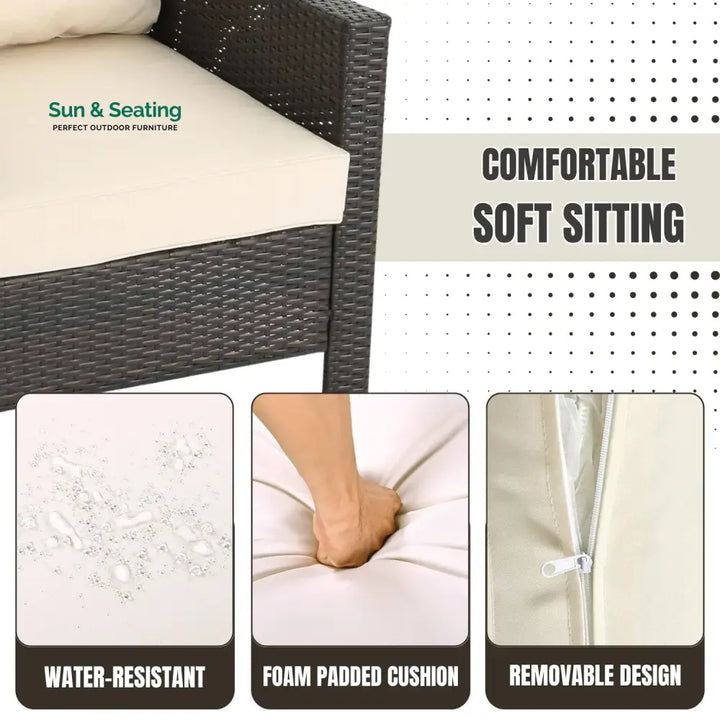 Yvonne Outdoor Rattan Wicker 1-Piece Loveseat Sofa Sofa Set