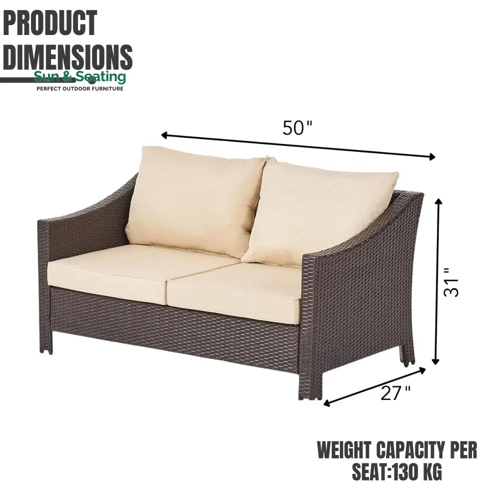 Yvonne Outdoor Rattan Wicker 1-Piece Loveseat Sofa Sofa Set