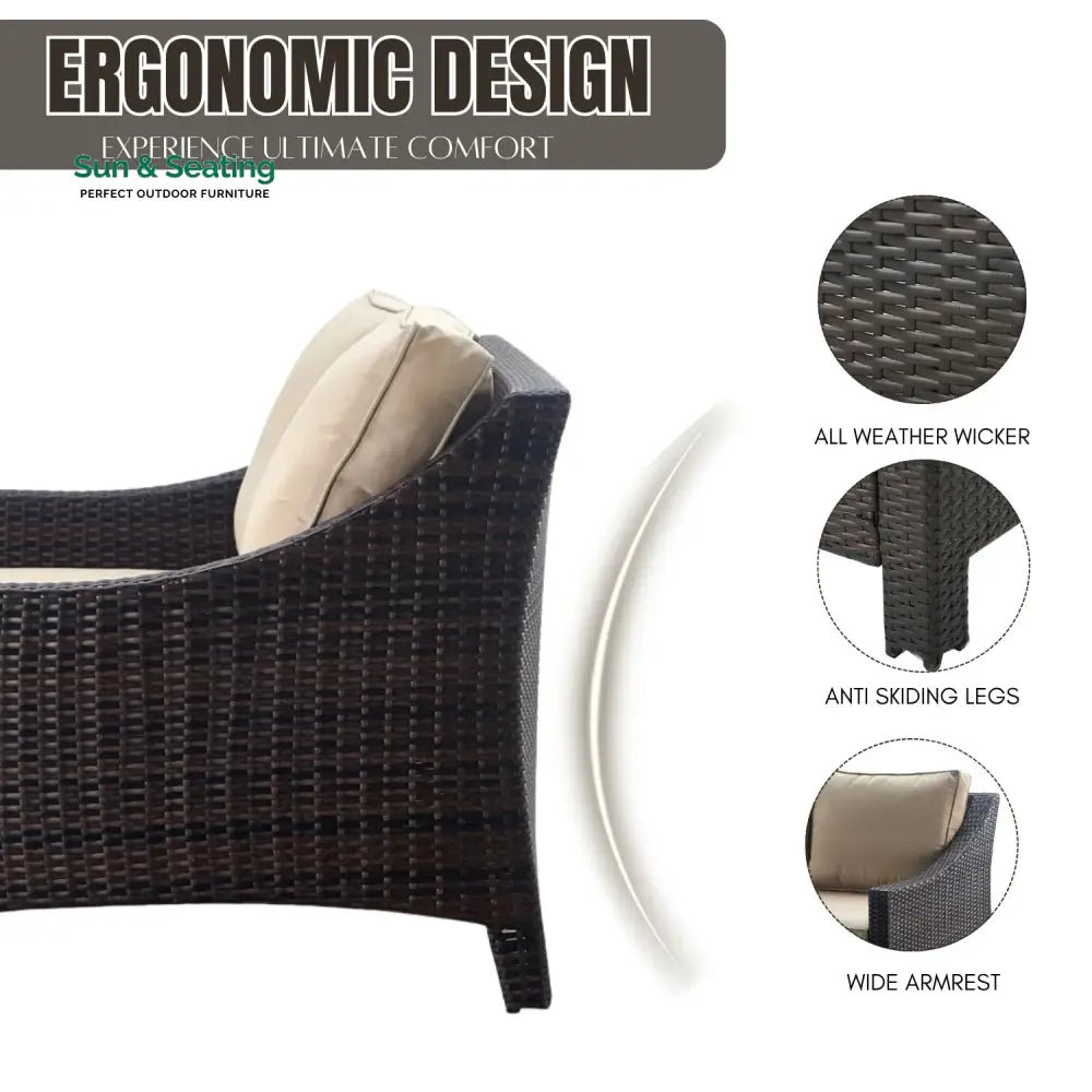 Yvonne Outdoor Rattan Wicker 1-Piece Loveseat Sofa Sofa Set