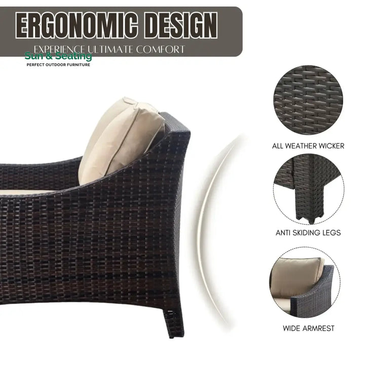 Yvonne Outdoor Rattan Wicker 1-Piece Loveseat Sofa Sofa Set