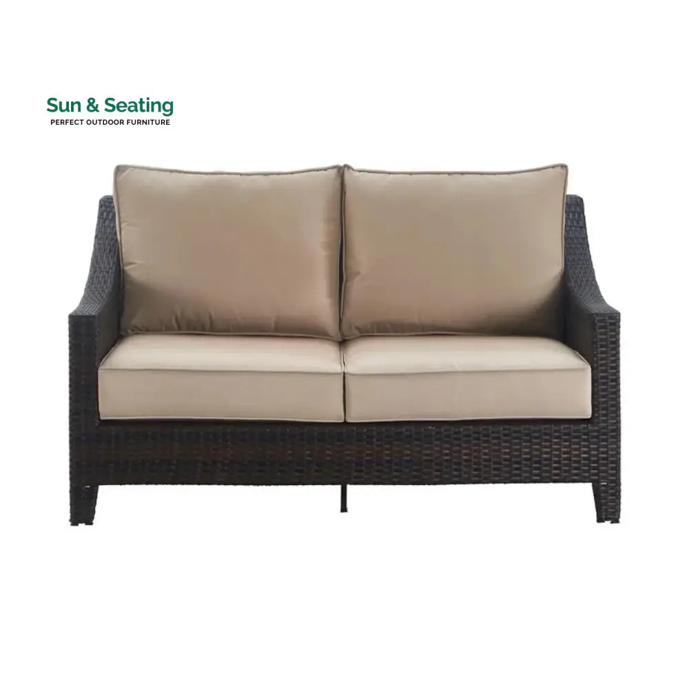 Yvonne Outdoor Rattan Wicker 1-Piece Loveseat Sofa Sofa Set