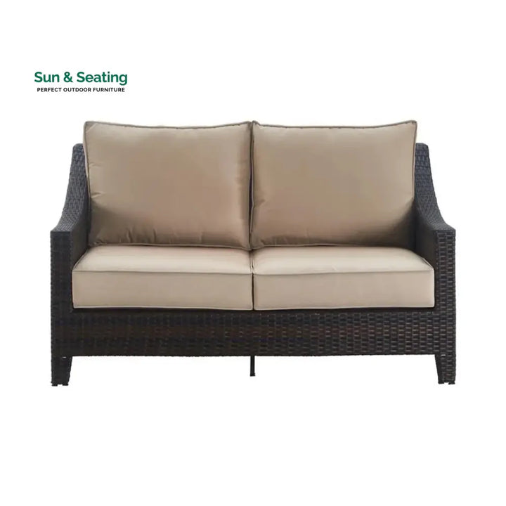 Yvonne Outdoor Rattan Wicker 1-Piece Loveseat Sofa Sofa Set