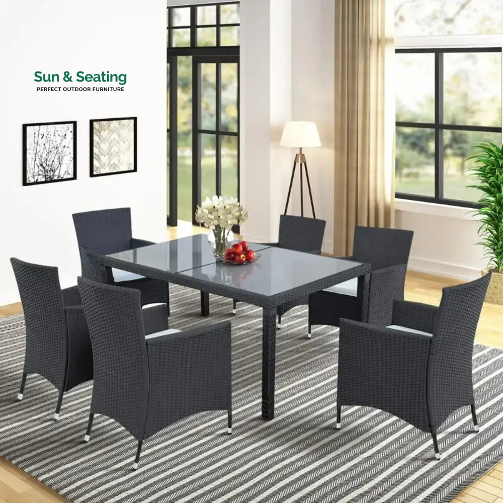Zahara 7-Piece Outdoor Rattan Wicker Dinning Table Set Dining Set
